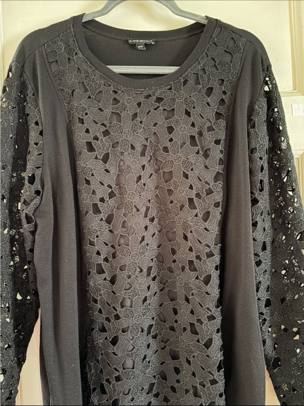 Lane Bryant Black Floral Lace Eyelet Embroidered Sweater 18/20